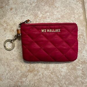 MZ Wallace Burgundy Quilted Pouch with Keychain